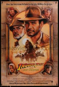2r448 INDIANA JONES & THE LAST CRUSADE advance 1sh 1989 Ford/Connery over a brown background by Drew
