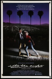 2r457 INTO THE NIGHT 1sh 1985 cool image of Jeff Goldblum & Michelle Pfeiffer on the run!