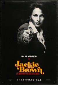 2r473 JACKIE BROWN teaser DS 1sh 1997 Quentin Tarantino, cool image of Pam Grier in title role!