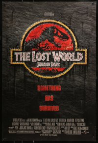 2r488 JURASSIC PARK 2 DS 1sh 1997 Steven Spielberg, classic logo with T-Rex over red background!