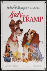 2r517 LADY & THE TRAMP style D int'l 1sh R1986 Walt Disney romantic canine dog classic cartoon!
