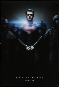 2r586 MAN OF STEEL teaser DS 1sh 2013 Henry Cavill in the title role as Superman handcuffed!