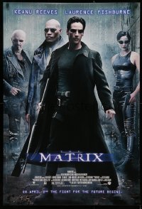 2r599 MATRIX advance DS 1sh 1999 Keanu Reeves, Carrie-Anne Moss, Laurence Fishburne, Wachowskis!