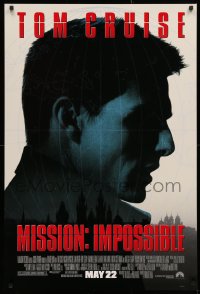 2r621 MISSION IMPOSSIBLE advance 1sh 1996 cool silhouette of Tom Cruise, Brian De Palma directed!