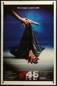 2r629 MS. .45 1sh 1981 Abel Ferrara cult classic, cool body bag image and bloody hand!