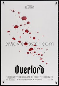 2r663 OVERLORD teaser DS 1sh 2018 from producer J.J. Abrams, WWII paratroopers as blood droplets!
