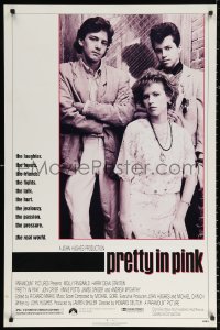 2r702 PRETTY IN PINK 1sh 1986 great portrait of Molly Ringwald, Andrew McCarthy & Jon Cryer!