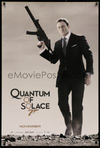 2r714 QUANTUM OF SOLACE teaser 1sh 2008 Daniel Craig as Bond w/silenced H&K UMP submachine gun!