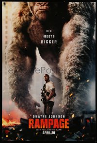 2r723 RAMPAGE teaser DS 1sh 2018 Dwayne Johnson with ape, big meets bigger, based on the video game!