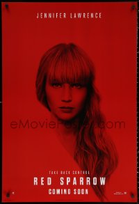 2r730 RED SPARROW int'l teaser DS 1sh 2018 portrait of Jennifer Lawrence over red background!