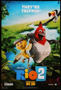 2r740 RIO 2 style E int'l teaser DS 1sh 2014 wacky image of birds, they're trippin'!