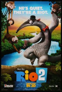 2r741 RIO 2 style F int'l teaser DS 1sh 2014 wacky image, he's quiet, they're a riot!