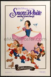 2r805 SNOW WHITE & THE SEVEN DWARFS foil 1sh R1987 Walt Disney cartoon fantasy classic!