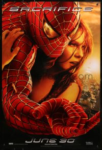 2r819 SPIDER-MAN 2 teaser DS 1sh 2004 Tobey Maguire in title role with Kirsten Dunst, Sacrifice!