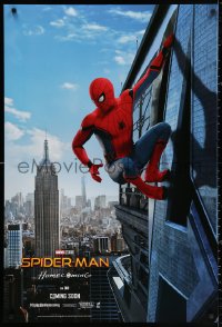 2r827 SPIDER-MAN: HOMECOMING int'l teaser DS 1sh 2017 Holland in title role hanging from building!