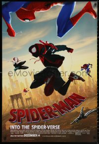 2r821 SPIDER-MAN INTO THE SPIDER-VERSE advance DS 1sh 2018 Nicolas Cage in title role, cast!