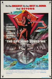 2r832 SPY WHO LOVED ME 1sh 1977 great art of Roger Moore as James Bond by Bob Peak!
