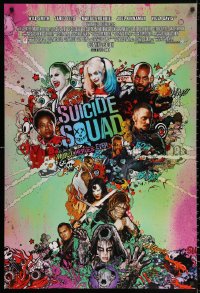 2r852 SUICIDE SQUAD int'l advance DS 1sh 2016 Smith, Leto as the Joker, Robbie, huge cast montage!