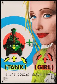 2r871 TANK GIRL teaser 1sh 1995 Lori Petty, based on the comic strip, cool blacklight design!