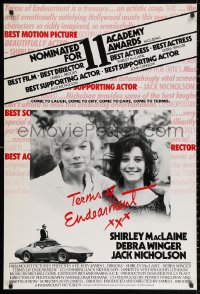2r875 TERMS OF ENDEARMENT awards 1sh 1983 Shirley MacLaine & Debra Winger, Nicholson in Corvette!