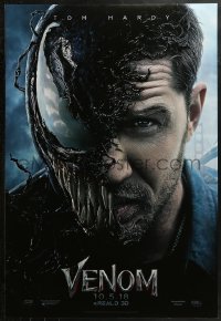 2r936 VENOM teaser DS 1sh 2018 Marvel, great image of Tom Hardy in the title role transforming!