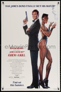 2r941 VIEW TO A KILL advance 1sh 1985 art of Roger Moore & Jones by Goozee over white background!