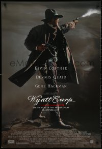 2r988 WYATT EARP DS 1sh 1994 cool image of Kevin Costner in the title role firing gun!
