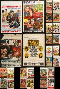 2s279 LOT OF 28 FORMERLY FOLDED BELGIAN POSTERS 1950s-1960s great images from a variety of movies!