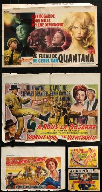 2s294 LOT OF 7 FORMERLY FOLDED BELGIAN POSTERS 1950s-1960s great images from a variety of movies!