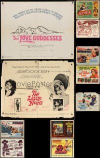 2s416 LOT OF 11 FORMERLY FOLDED HALF-SHEETS 1940s-1960s great images from a variety of movies!