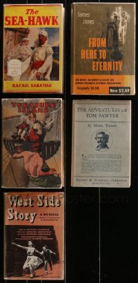 2s013 LOT OF 5 HARDCOVER BOOKS OF NOVELS THAT BECAME MOVIES 1920s-1950s Sea Hawk, Treasure Island!
