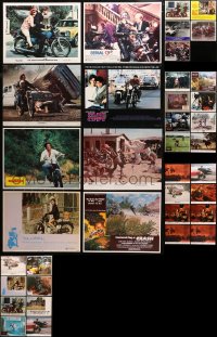 2s092 LOT OF 37 MOTORCYCLE LOBBY CARDS 1960s-1980s scenes from a variety of different movies!