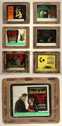 2s162 LOT OF 7 CRACKED GLASS SLIDES 1920s Tonight is Ours, Sinners in Silk & more!