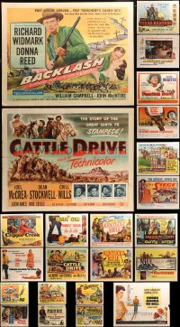2s387 LOT OF 23 FORMERLY FOLDED WESTERN HALF-SHEETS 1950s great images from cowboy movies!