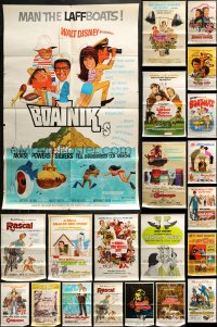 2s060 LOT OF 22 FOLDED WALT DISNEY LIVE ACTION ONE-SHEETS 1950s-1970s a variety movie images!