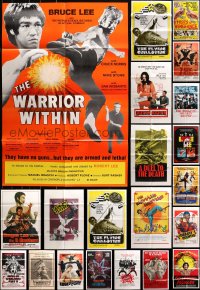 2s056 LOT OF 40 FOLDED KUNG FU ONE-SHEETS 1970s-1980s great images from martial arts movies!