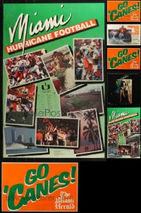 2s302 LOT OF 8 UNFOLDED MISCELLANEOUS MOSTLY MIAMI HURRICANES FOOTBALL POSTERS 1980s cool!