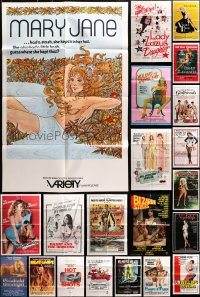 2s048 LOT OF 56 FOLDED SEXPLOITATION ONE-SHEETS 1970s-1980s sexy images with partial nudity!