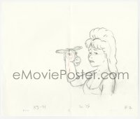 2t022 KING OF THE HILL animation art 2000s cartoon pencil drawing of Luanne w/ Manger Baby puppet!