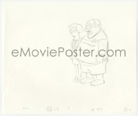 2t011 SIMPSONS animation art 2000s cartoon pencil drawing of worried Comic Book Guy & woman!