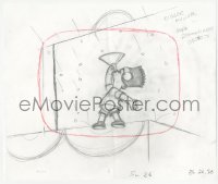 2t003 SIMPSONS animation art 2000s cartoon pencil drawing of masked Bart eating stuff w/funnel!