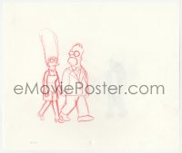 2t005 SIMPSONS animation art 2000s cartoon pencil drawing of Homer & Marge dressed up nicely!