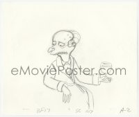2t007 SIMPSONS animation art 2000s cartoon pencil drawing of Mr. Burns in robe drinking wine!