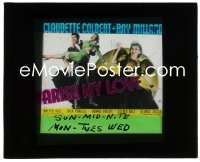 2t222 ARISE MY LOVE glass slide 1940 Claudette Colbert close up & being carried by Ray Milland!
