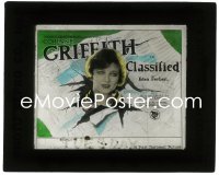 2t245 CLASSIFIED glass slide 1925 Corinne Griffith tearing through newspaper, Edna Ferber, rare!