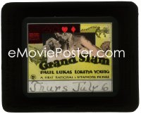 2t282 GRAND SLAM glass slide 1933 art of Loretta Young romanced by Paul Lukas & playing bridge!