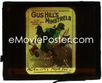 2t284 GUS HILL'S MINSTRELS glass slide 1910s art of man jumping up after sitting on a tack, rare!