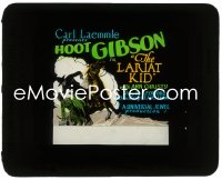 2t304 LARIAT KID glass slide 1929 cool artwork of Hoot Gibson on horse rescuing Ann Gibson!