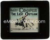 2t308 LAST OUTLAW glass slide 1927 art of young Gary Cooper & Betty Jewel on horses, very rare!