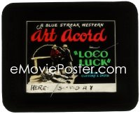 2t316 LOCO LUCK glass slide 1927 cowboy Art Acord wins horse race to save Fay Wray's family ranch!